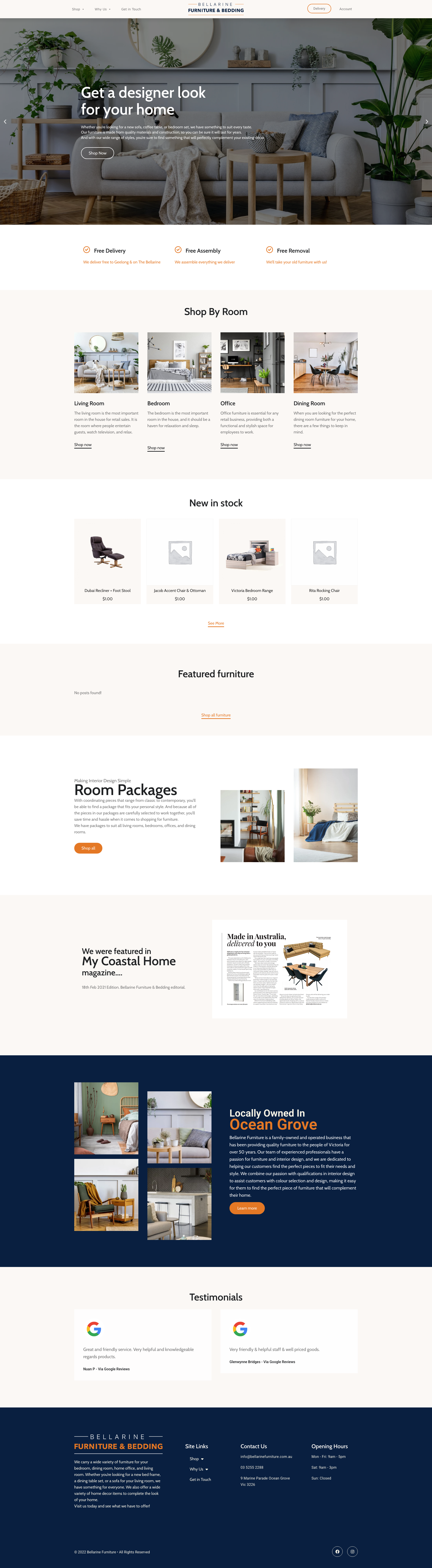 Bellarine Furniture eCommerce Website